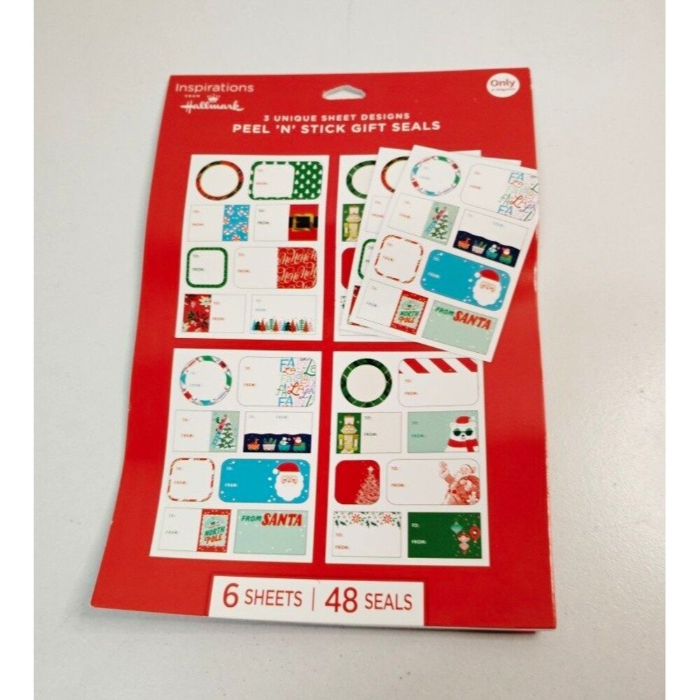 Hallmark Inspirations Christmas Santa Peel & Stick Gift Seals Stickers 48 ct